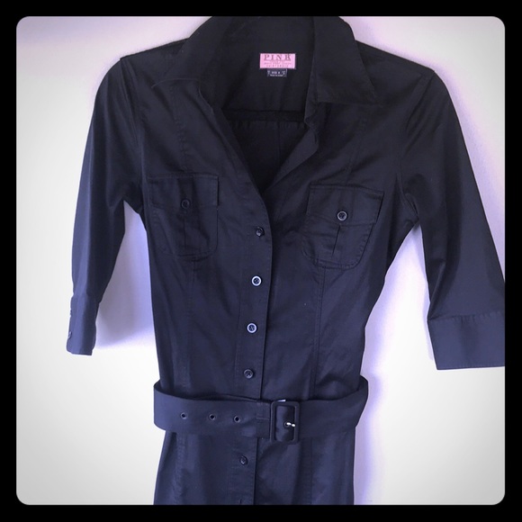 pink and black shirt dress